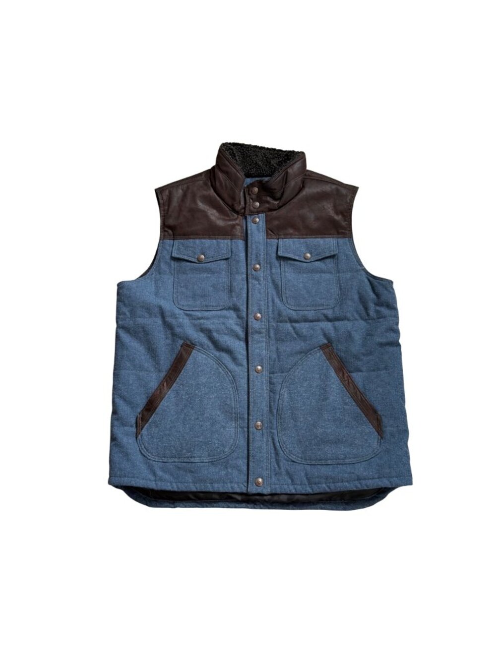 RedHead Ranch Mens Vest Work Chore Blue Brown Quilted Vest